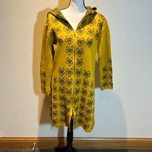 Long hooded zip front cardigan size L